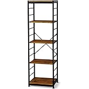 J-kitchens フリーラック5段(スリム) ブラウン 35奥行き x 44幅 x 145.5高さ cm