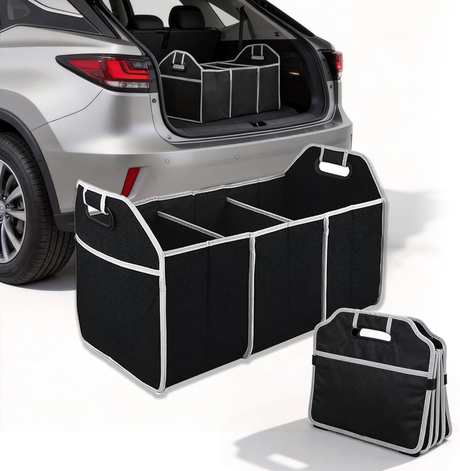 【462円】 Amazon Haul 自動車用 折りたたみ式 3コンパートメント 収納バッグ 【送料無料】