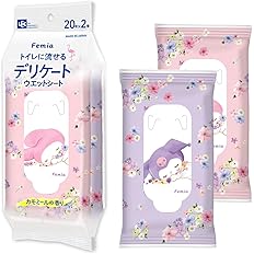 【ポイント59%】【実質326円】 レック Femia トイレに流せる デリケート ウエットシート マイメロ & クロミ カモミールの香り 20枚入×2個