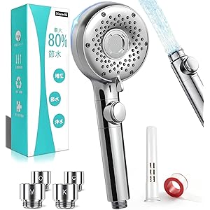 【50%OFF】【1,990円】 Nomchi 80%節水 マイクロナノバブル 塩素除去 増圧 手元止水 シャワーヘッド