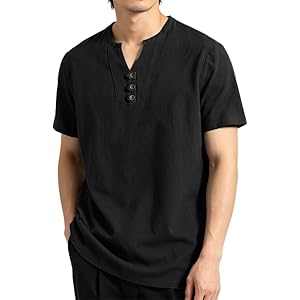 【50%OFF】【999円】 Minesam メンズ 綿麻 ヘンリーネック リネンシャツ