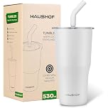 【50%OFF】【1,290円】 HAUSHOF 保温保冷 自動反発 真空断熱 二重構造 蓋・ストロー付き ステンレス タンブラー 530ml