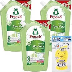 【40%OFF】【1,305円】 FROSCH 食器用洗剤 アロエヴェラ つめかえ用 800ml×3本セット+ズビズバスポンジ付き