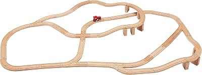 【BRIO互換】Amazonベーシック 木製おもちゃ 鉄道建設キット ウッドカラー 65ピース 送料込4,800円【夏休みにおすすめ】
