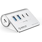 【タイムセール】【2,665円】 ORICO USB ハブ USB3.2 4ポート 10Gbps高速転送 セルフパワー/バスパワー両対応 50cmケーブル・変換アダプタ付き