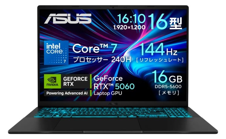 【199,800円】ASUS Gaming V16 V3607VM 16インチ ゲーミングノート RTX 5060搭載