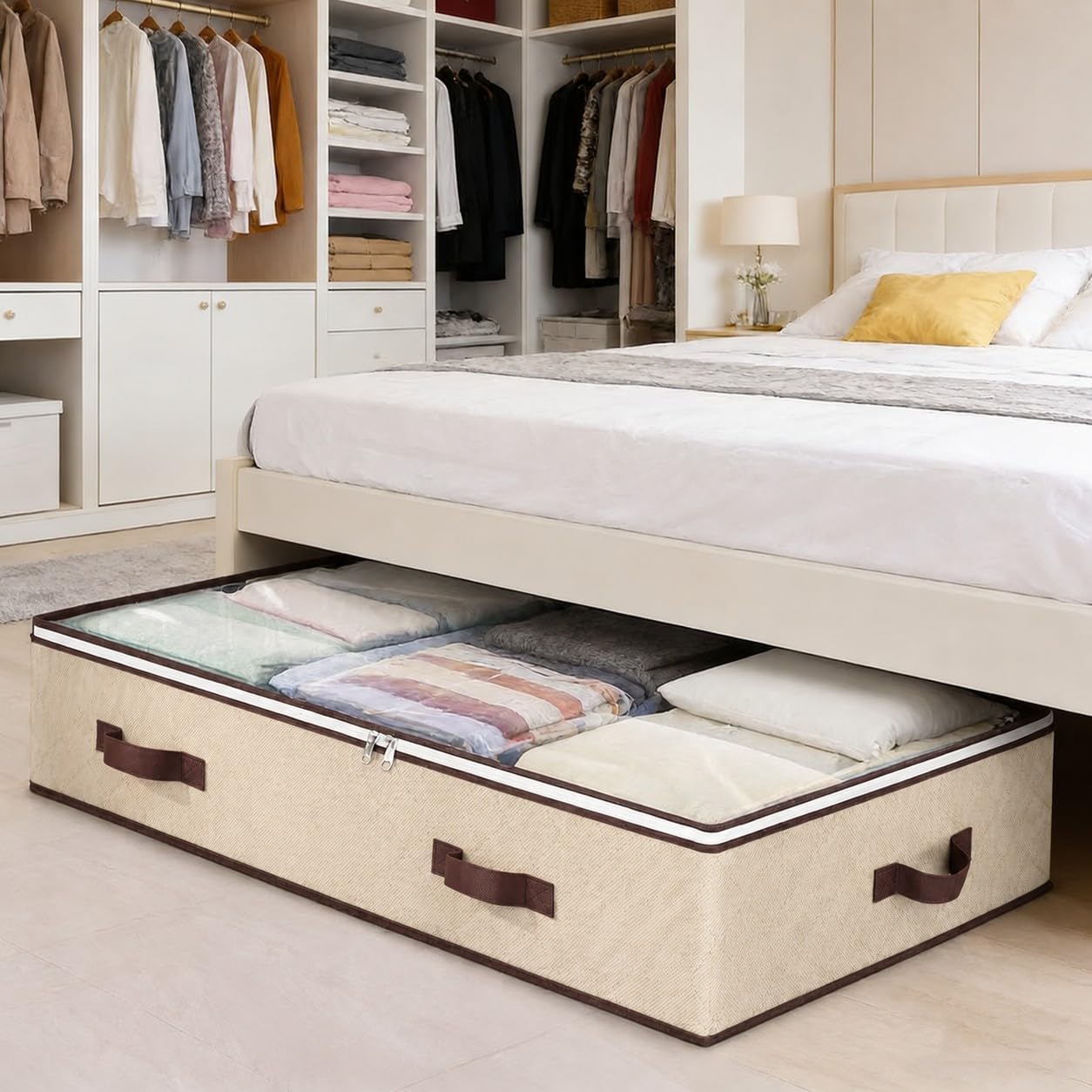 【483円】 Amazon Haul 持ち手付きベッド下収納ボックス 100cm×50cm×18cm 【送料無料】