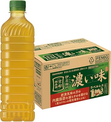 【31%OFF】【内蔵脂肪を減らす】サントリー 緑茶 伊右衛門 濃い味 ラベルレス 600ml×24本 実質1,433円(59.7円/本) 送料無料【機能性表示食品】
