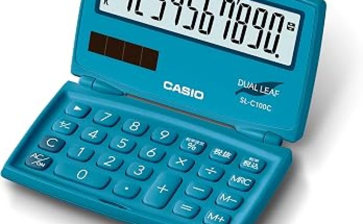 【419円】カシオ カラフル電卓 レイクブルー 10桁 折りたたみ手帳タイプ