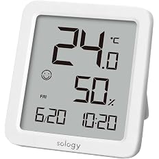 【プライム感謝祭】【46%OFF】【475円】 ソロジー マグネット付き 顔マーク表示 温湿度計