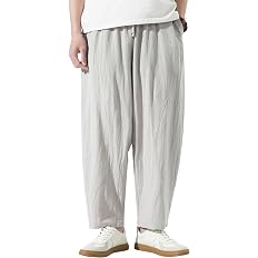 【70%OFF】【980円】 Drsshnx メンズ 綿麻 9分丈 無地 サルエルパンツ