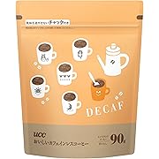 【5%OFF】お・い・し・いカフェインレス UCC コーヒーインスタントコーヒー 袋 90g