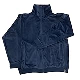 COMME ÇA MEN(コム サ メン) パジャマ トップス ストレッチベロア無地ジップアップ 長袖 メンズ ネイビー M/Lサイズ