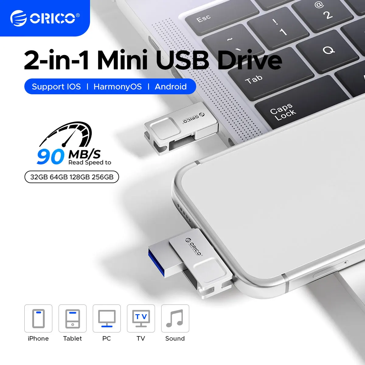 【$3.00 OFF！】ORICO USB3.2 Mini 2 in 1 Dual Flash Drive － 256GBモデルが$17.99 送料無料