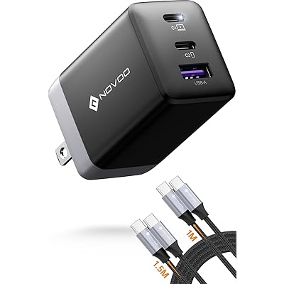 【54%OFF】【100Wケーブル付】NOVOO 67W USB-C PD 2ポート＋USB-A 急速充電器 RG68 100Wケーブル付 税込1,849円 プライム会員送料無料