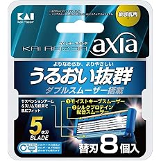 【プライム感謝祭】【57%OFF】【851円（定期便766円）】 貝印 axia 剃刀 T字 ひげそり 5枚刃 カイレザー 替刃 8個