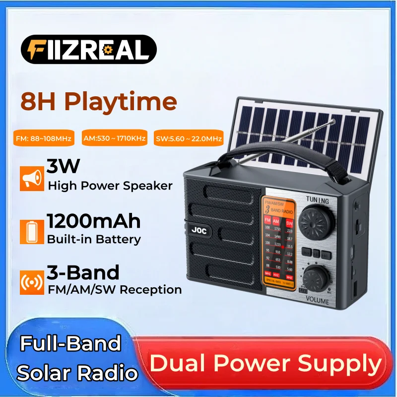 【期間限定セール】Fiizreal TG-088BT-S － ソーラー充電対応ポータブルラジオが$19.21送料無料