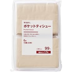 【99円】 無印良品 竹100% ポケットティシュー 10組（20枚）×6個入