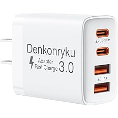 【本日最終日】【スマイルSale】【46%OFF】【750円】 Denkoryoku 合計40W USB-C×2 USB-A×2 GaN搭載 4台同時充電 急速充電器
