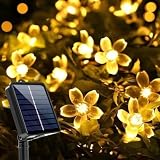 【22%OFF+20%ポイント！】CAAKT LEDストリング ソーラーライト － 50LED電球 7M 桜の花デザイン IP65防水モデルが1,481円（実質1,101円）