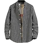 【70%OFF】【599円】 deenxinwa メンズ ストライプ柄 長袖シャツ