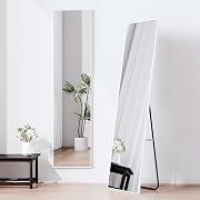 【ポイント27%還元】FRSTONE 全身鏡 スタンドミラー  アルミ合金 30×120cm ホワイト