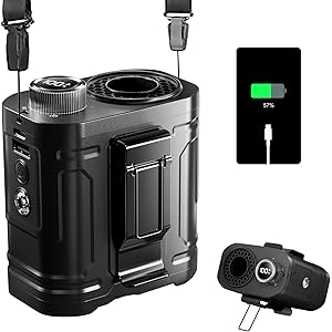 【76%OFF】【1,406円】 ONRIU 1台4役 USB充電式 12000mAh モバイルバッテリー機能搭載 100段階風量調節 ベルトファン