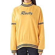 RUSTY(ラスティ)トレーナー リブハイネック フロントロゴ レディース イエロー Mサイズ