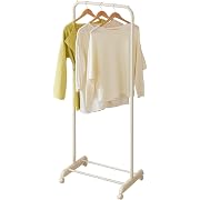 【ポイント15%還元】ドウシシャ シンプル ハンガーラック アイボリー 耐荷重15kg 幅62×奥行42×高さ160cm キャスター付き