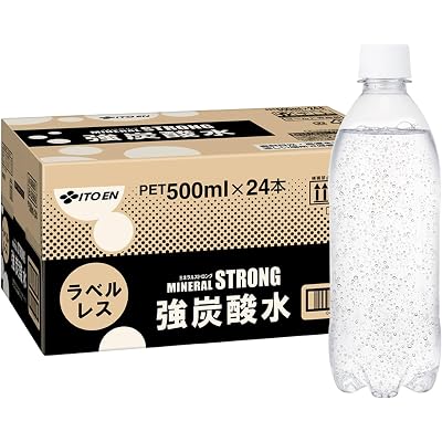 【5%OFF】【プライム会員限定】伊藤園 ミネラルストロング 強炭酸水 ラベルレス 500ml×24本 送料込1,328円(55.3円/本)【レモンも】