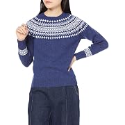 Harley of Scotland(ハーレーオブスコットランド）セーター YOKE PATTERN CREW NECK SWEATER レディース  Oceana/White サイズ: 32