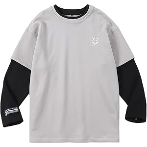 【44%OFF】【898円】 uptoyou メンズ コットン100% 重ね着風 長袖Tシャツ