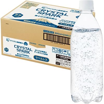 アイリスオーヤマ 富士山の強炭酸水 ラベルレス 500ｍl×24本 税込1,191円(49.6円/本) プライム会員送料無料