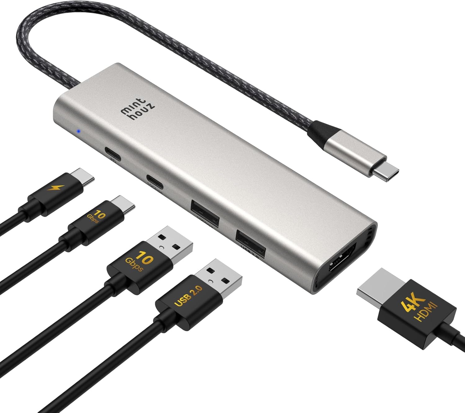 【55%OFF】【2,339円】 Minthouz 5in1 4K@60Hz HDMI拡張 125W PD急速充電 10Gbps超高速転送 USB C スリムハブ