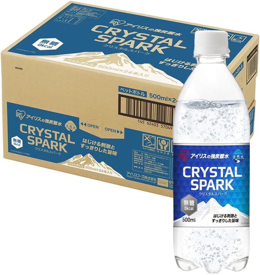 【1本あたり43円】【2,080円】 アイリスオーヤマ 強炭酸水 CRYSTAL SPARK 500ml×24本 【送料無料】