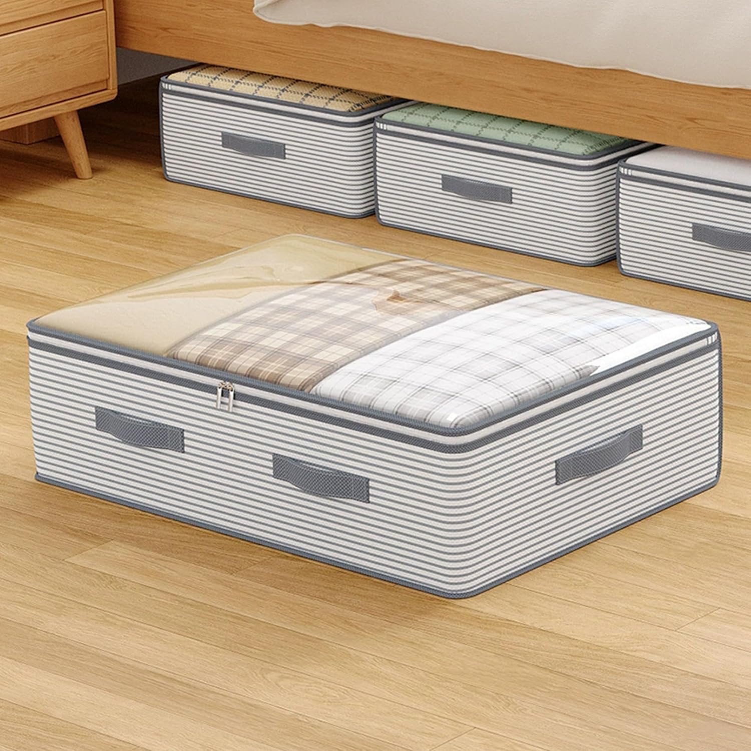 【321円】 Amazon Haul クリアウィンドウ付き 折りたたみ式 ベッド下収納バッグ 50×40×15cm 【送料無料】