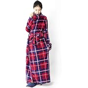 アイリスプラザ 着る毛布 Sサイズ 125cm丈 チェックレッド