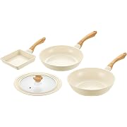 よこやま ヴェライト IH セラミックコーティング フライパン 26cm & 玉子焼 15×18cm & いため鍋 28cm & 24・26・28兼用ガラス蓋付