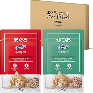 【65%OFF】【434円（定期便310円）】 by Amazon はごろも 水煮 キャットフード アソートパック パウチ まぐろ・かつお 40g×16個入(2種類×各8個)