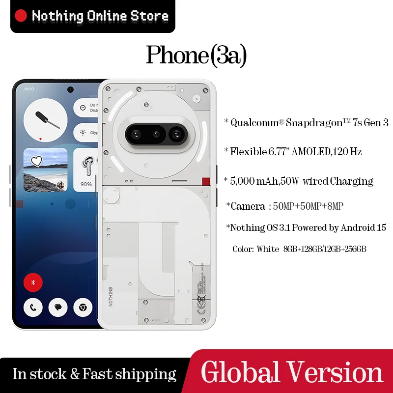 Nothing Phone (3a) － Snapdragon 7s Gen 3搭載ミドルレンジスマートフォンが$261.16 送料無料