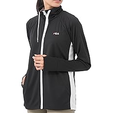【43%OFF】【1,817円】 FILA レディース UVカット 水陸両用 フルジップ スタンドカラー 脇メッシュ切替 ラッシュガード