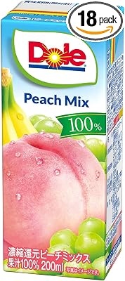 【5%OFF】雪印メグミルク Dole ピーチミックス 100% 200ml×18本 送料込1,161円(64.5円/本)