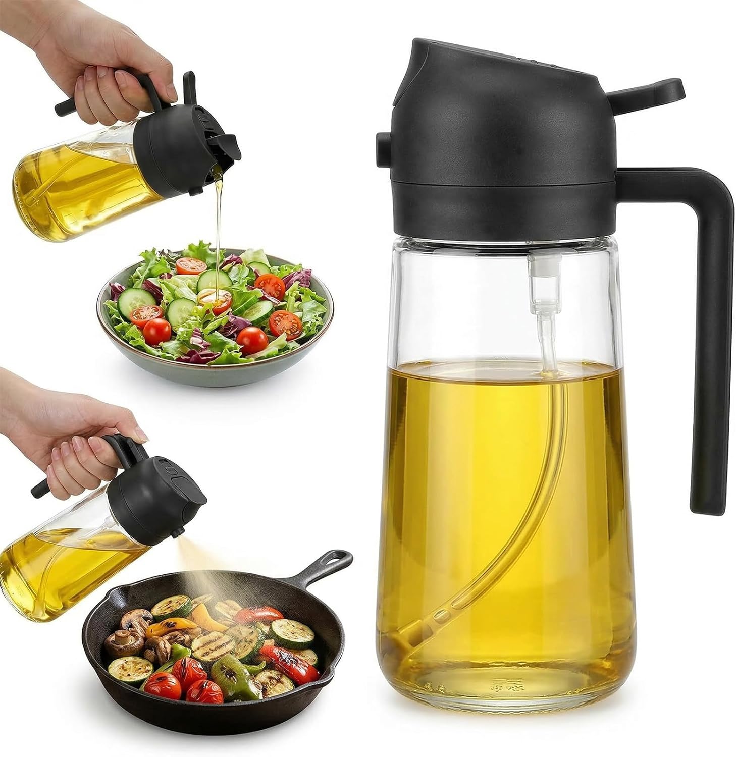 【410円】 Amazon Haul ガラス製 2in1 オイルスプレーボトル 470ml 【送料無料】
