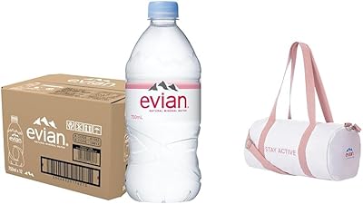 【46%OFF】evian(エビアン) ナチュラルミネラルウォーター 750ml×12本＋スポーツバッグ ホワイト/ピンク 税込1,427円(118.9円/本) プライム会員送料無料