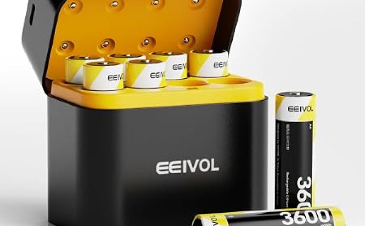 【1,287円】EEIVOL 充電式 単三リチウムバッテリー 急速充電器付き 8本入りセット