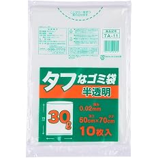 【67%OFF】【118円】 日本技研工業 2種素材配合 強くて裂けにくい タフなゴミ袋 半透明 30L 10枚入