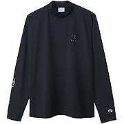 【ポイント70%還元】Champion(チャンピオン)  UVカット スクリプトロゴ モックネックシャツ メンズ ブラック Lサイズ