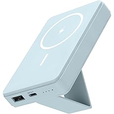 【856円】 多摩電子工業 MagSafe対応 5000mAh ワイヤレス充電 折りたたみスタンド付き モバイルバッテリー