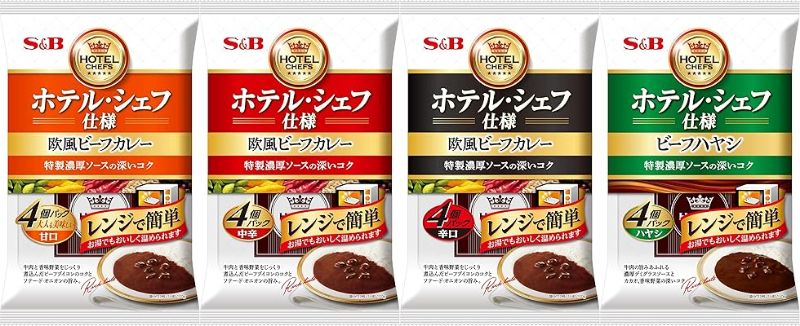 【15%OFF】エスビー食品 ホテル・シェフ仕様 ビーフカレー・ハヤシ 4種16食ローリングストックセット(甘口/中辛/辛口/ハヤシ) 送料込1,661円(おトク便3種で1,569円・98.1円/食)