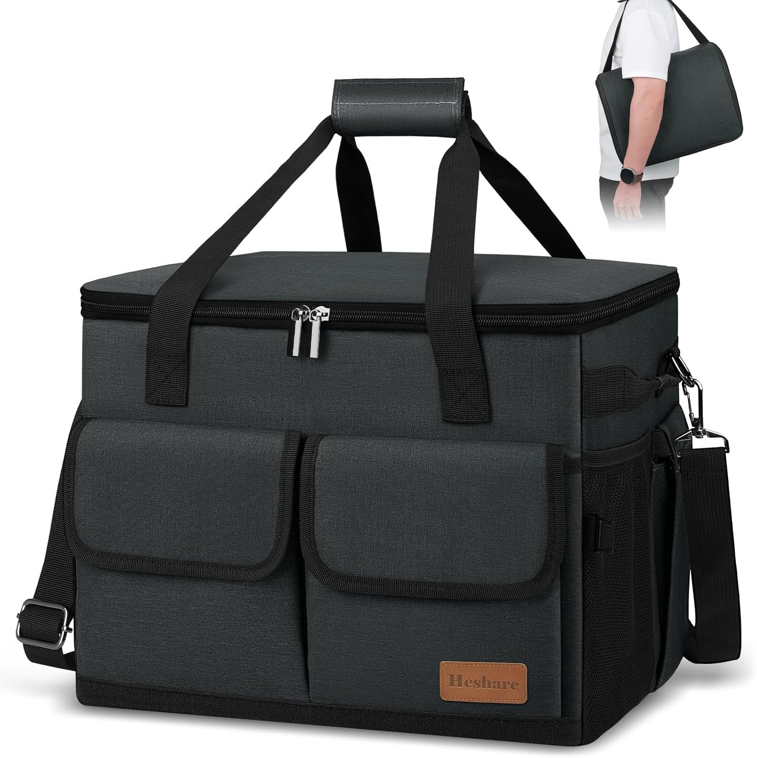 【33%OFF+20%OFF】【3,759円】 Heshare 大容量40L 仕切り板付き 5層断熱構造 折り畳み収納可能 クーラーボックス 【送料無料】